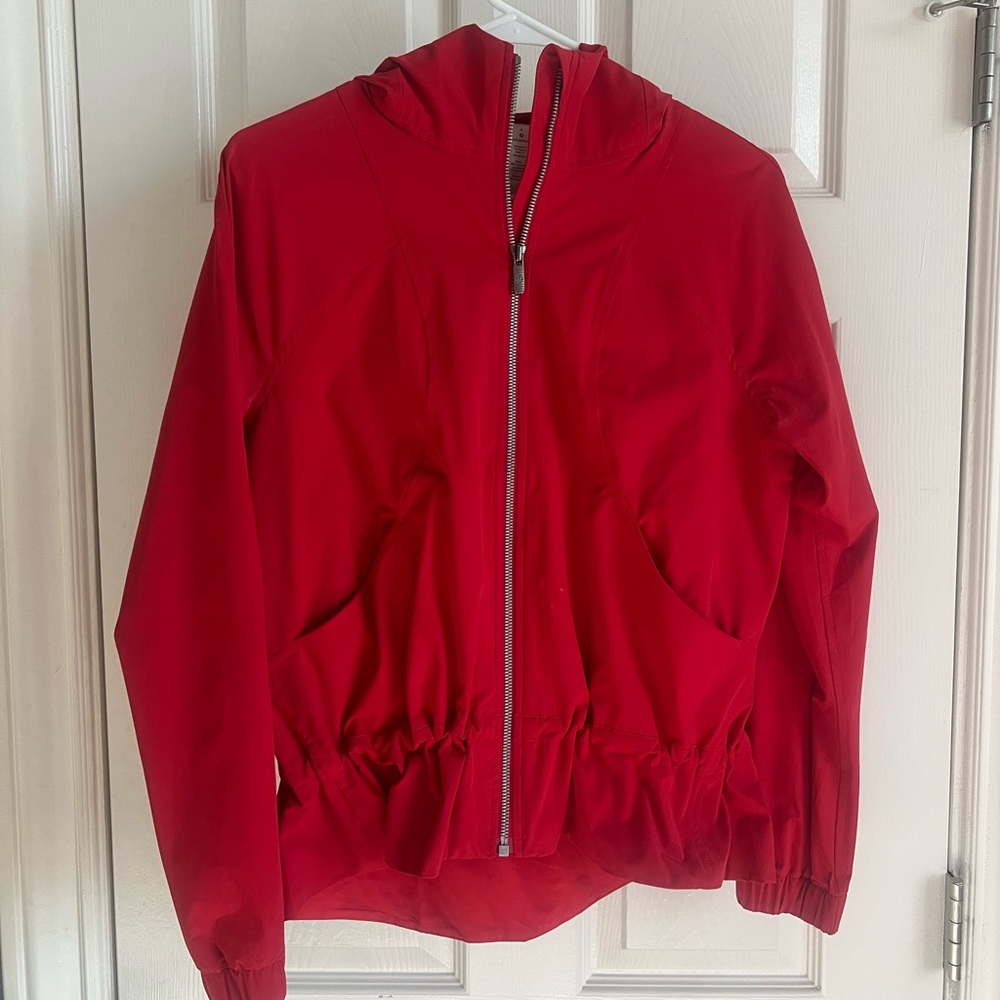 Red Lululemon jacket with ruffles in GREAT condition